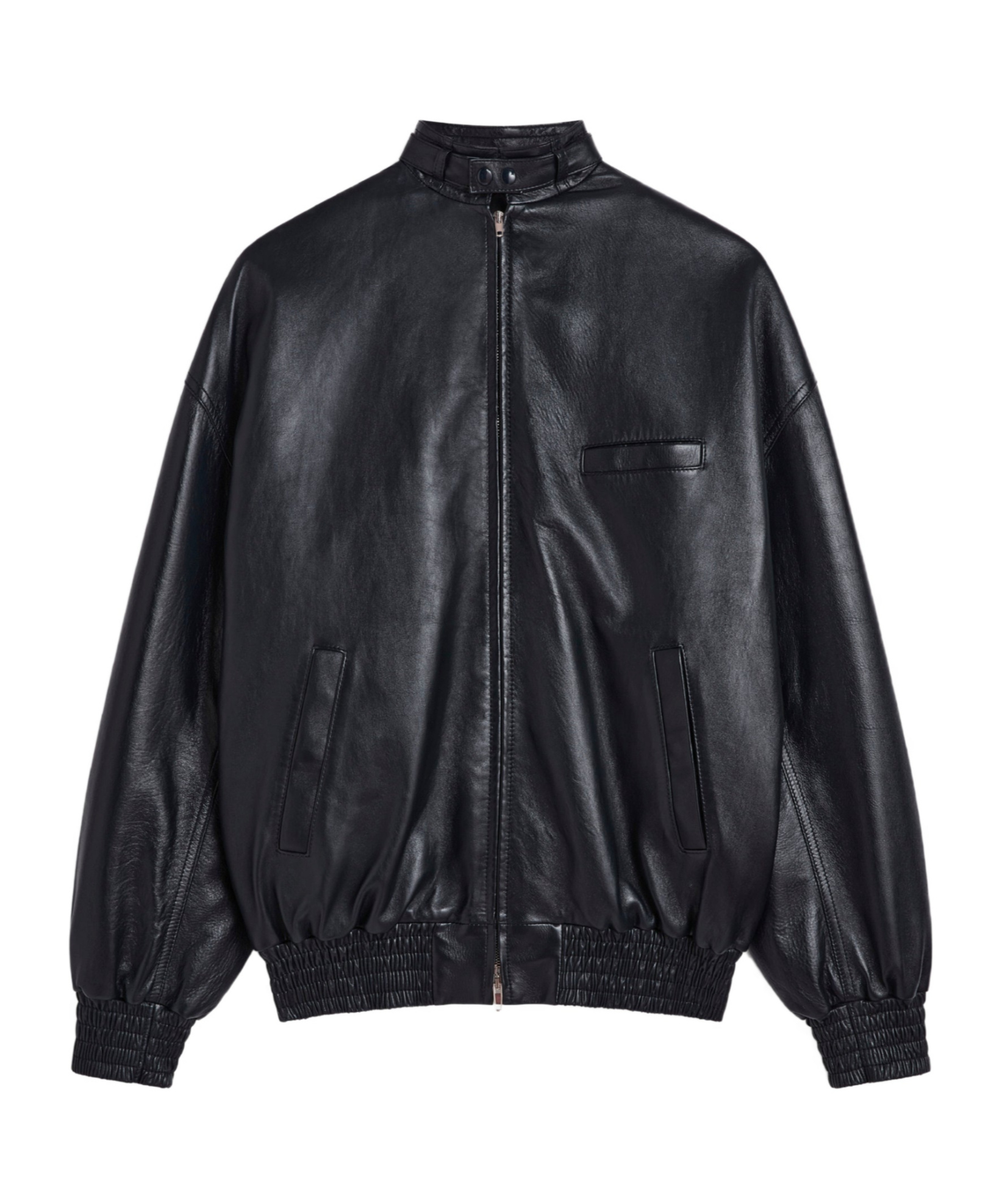 Phoebe Philo Aviator Leather Jacket In Ink Black