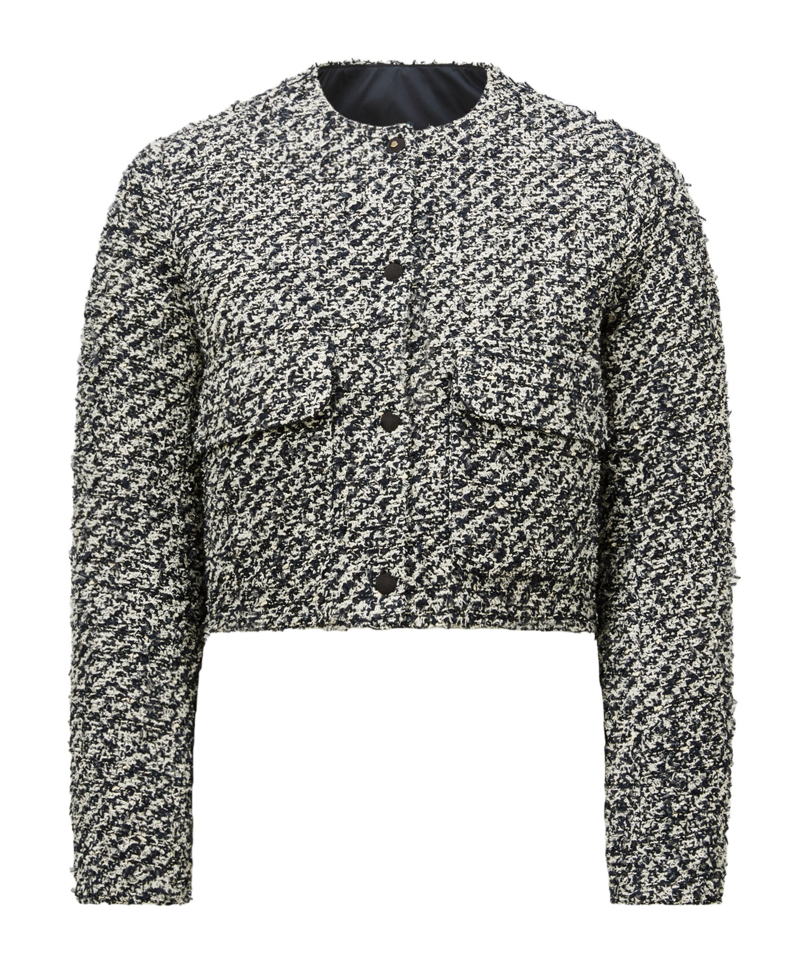 Moncler Doudoune Courte En Tweed Dauphin In Black