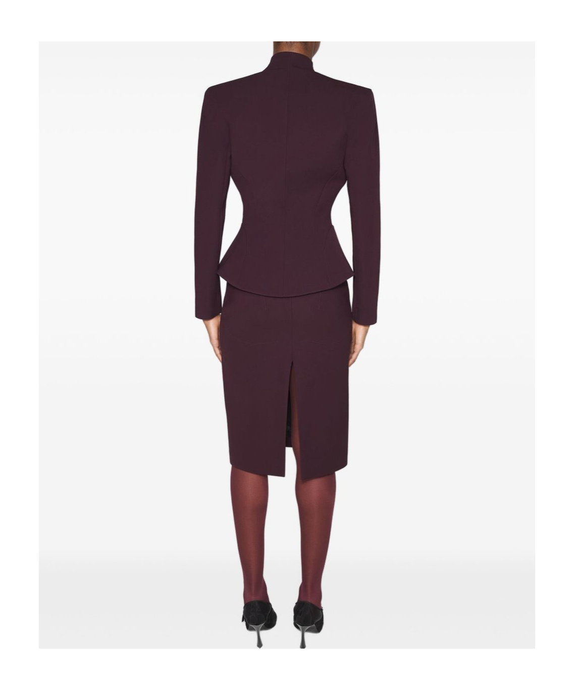 Mugler Tailored Wool Jacket Structured Shoulders In Purple