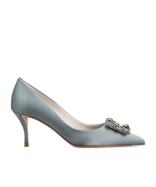 Roger Vivier Efflorescence Crystal-embellished Satin Pumps In Gray