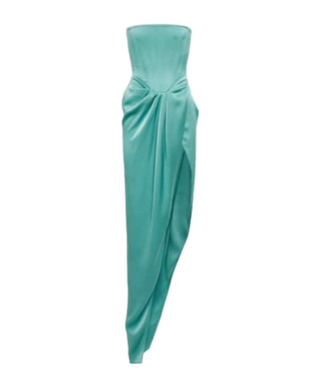 Alex Perry Strapless Gathered Gown In Blue
