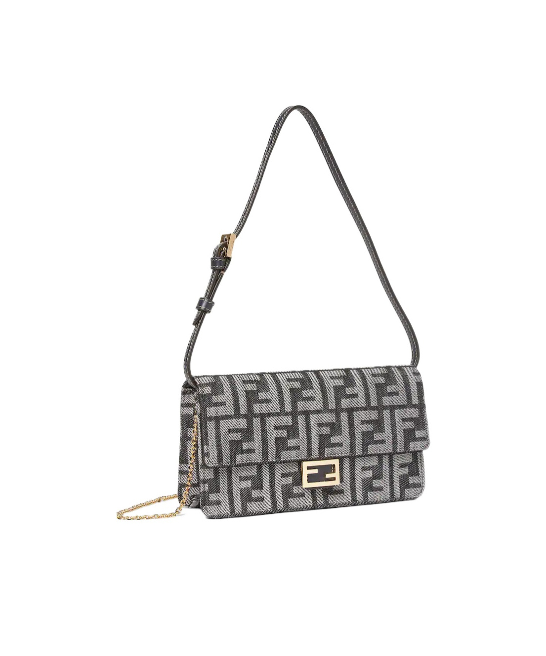 Fendi Wallet On Chain Baguette In Gray