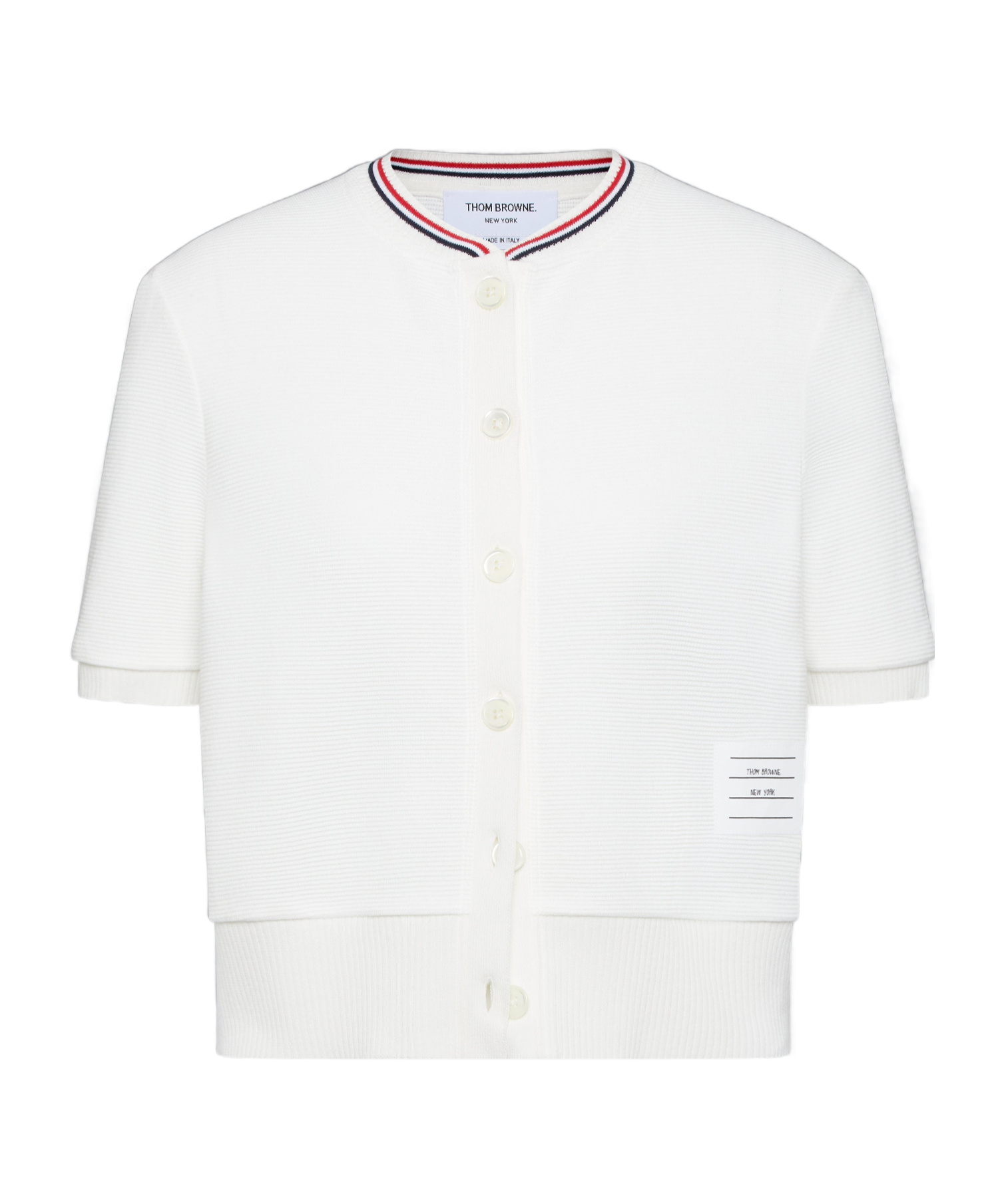 Thom Browne Rwb-stripe Cotton Cardigan In White