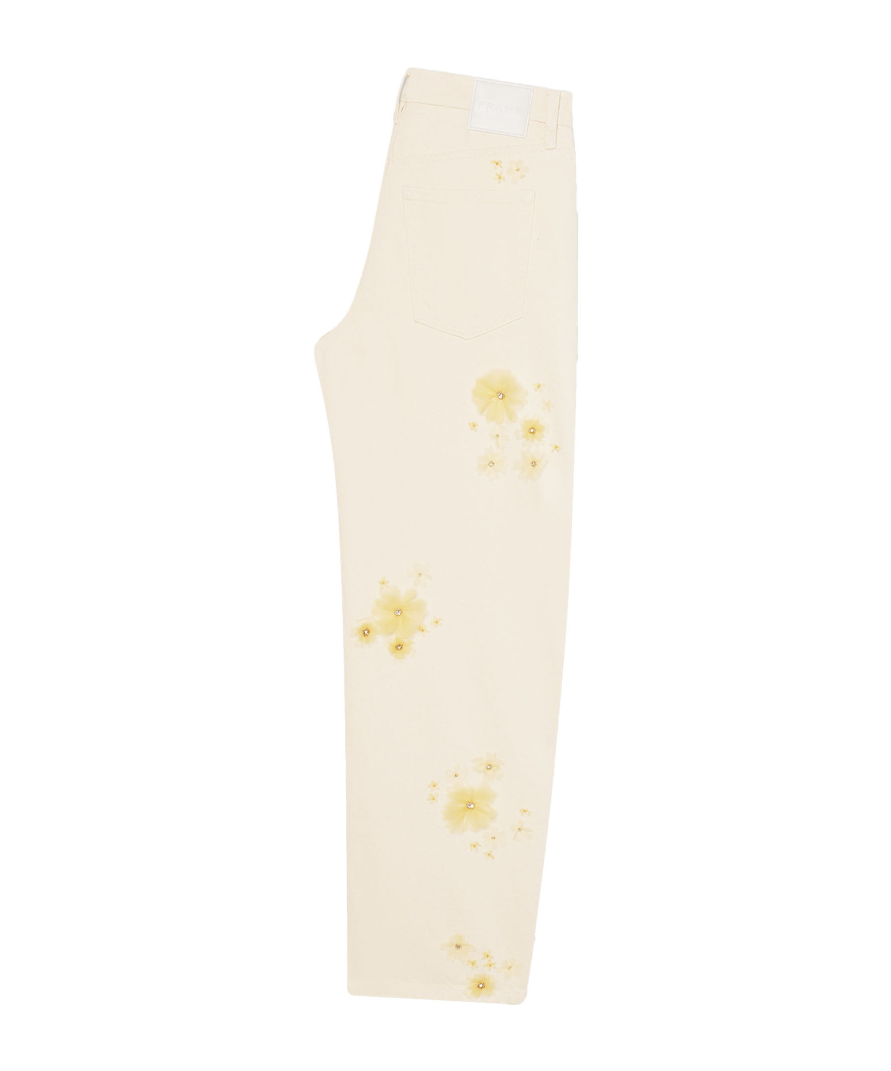 Frame Embellished Low Slung Barrel Jeans In Neutral