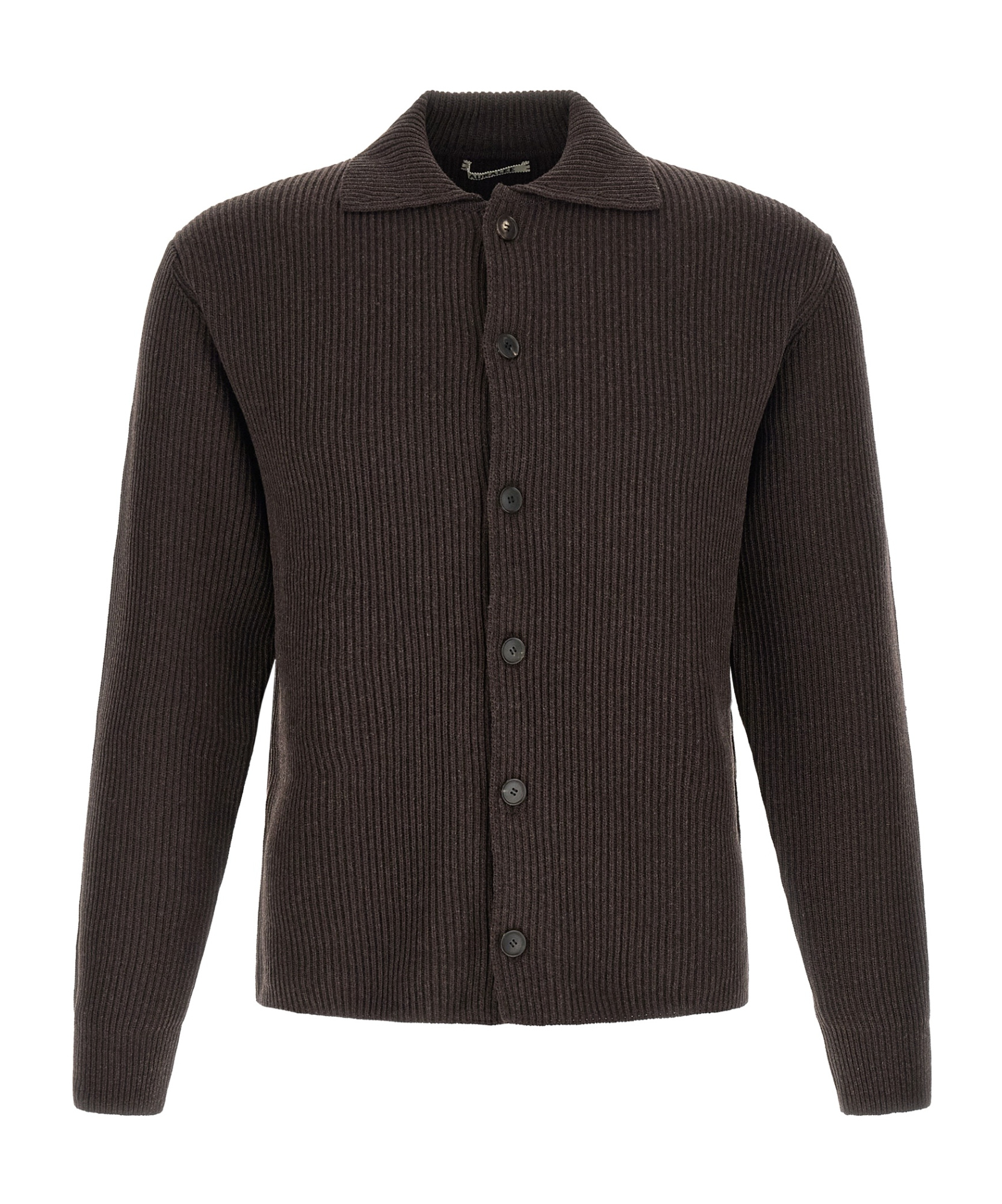 Auralee Ribbed Point-collar Cardigan In Brown