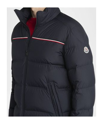 Moncler Puffer Jacket With High Collar And Quilted Design In Blue