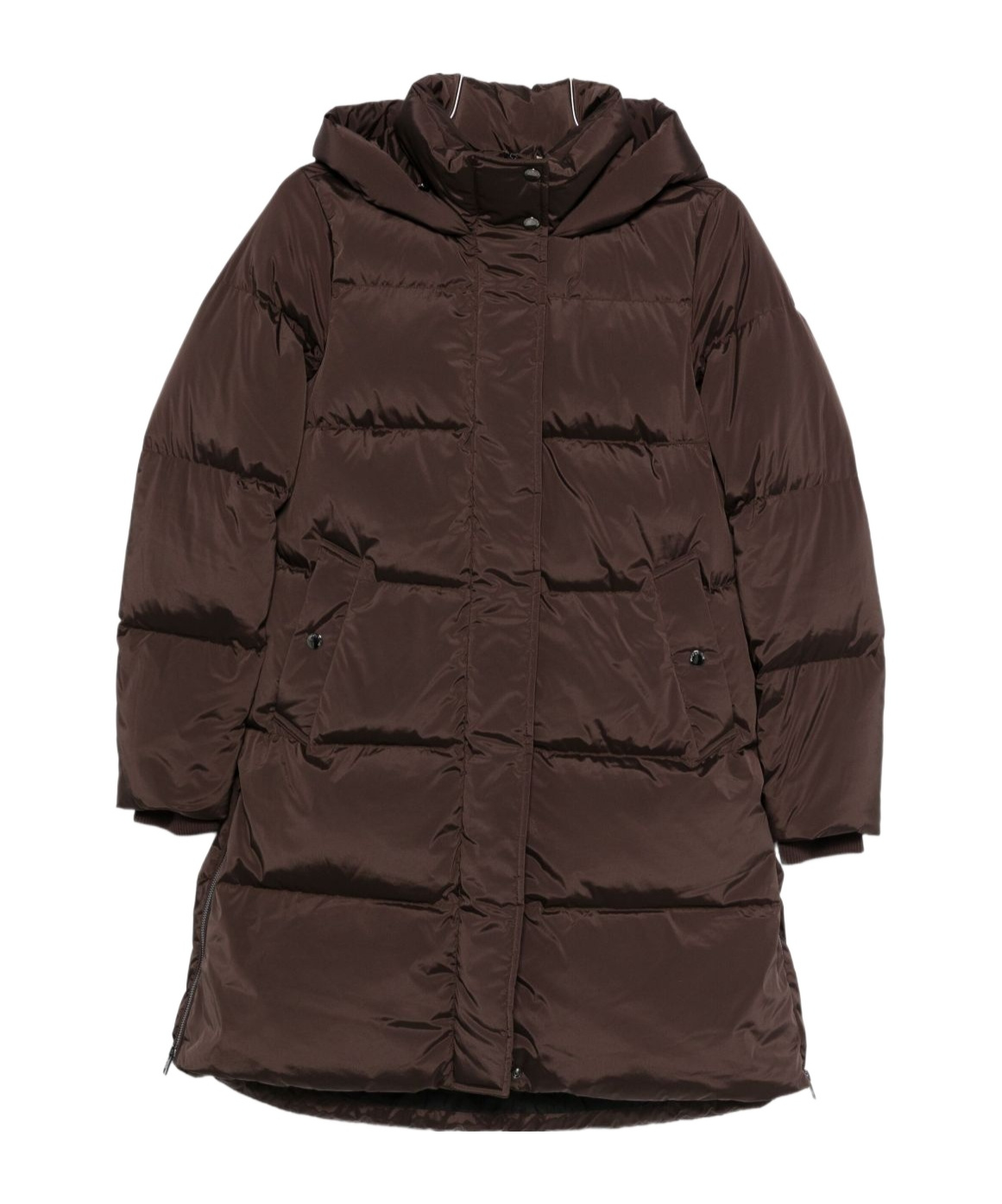 Woolrich Mid-thigh Length Quilted Jacket In Brown