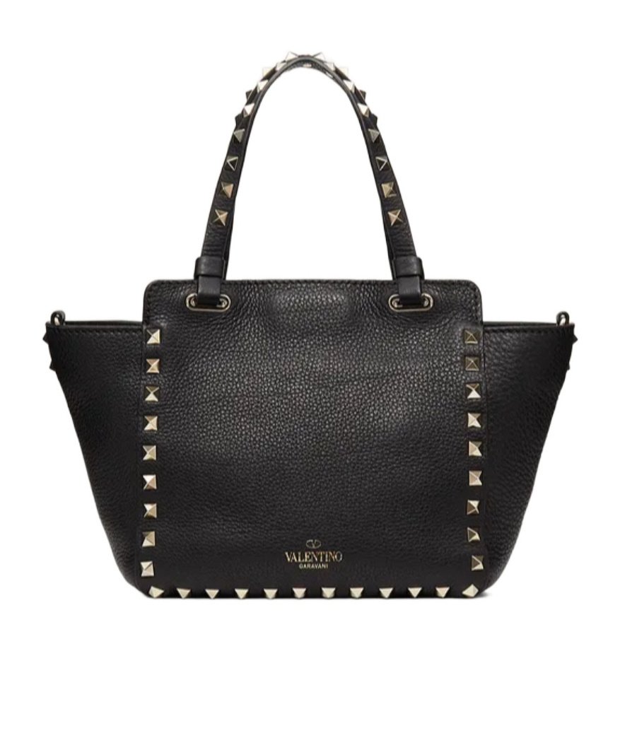 Valentino Small Rockstud Tote Bag In Black