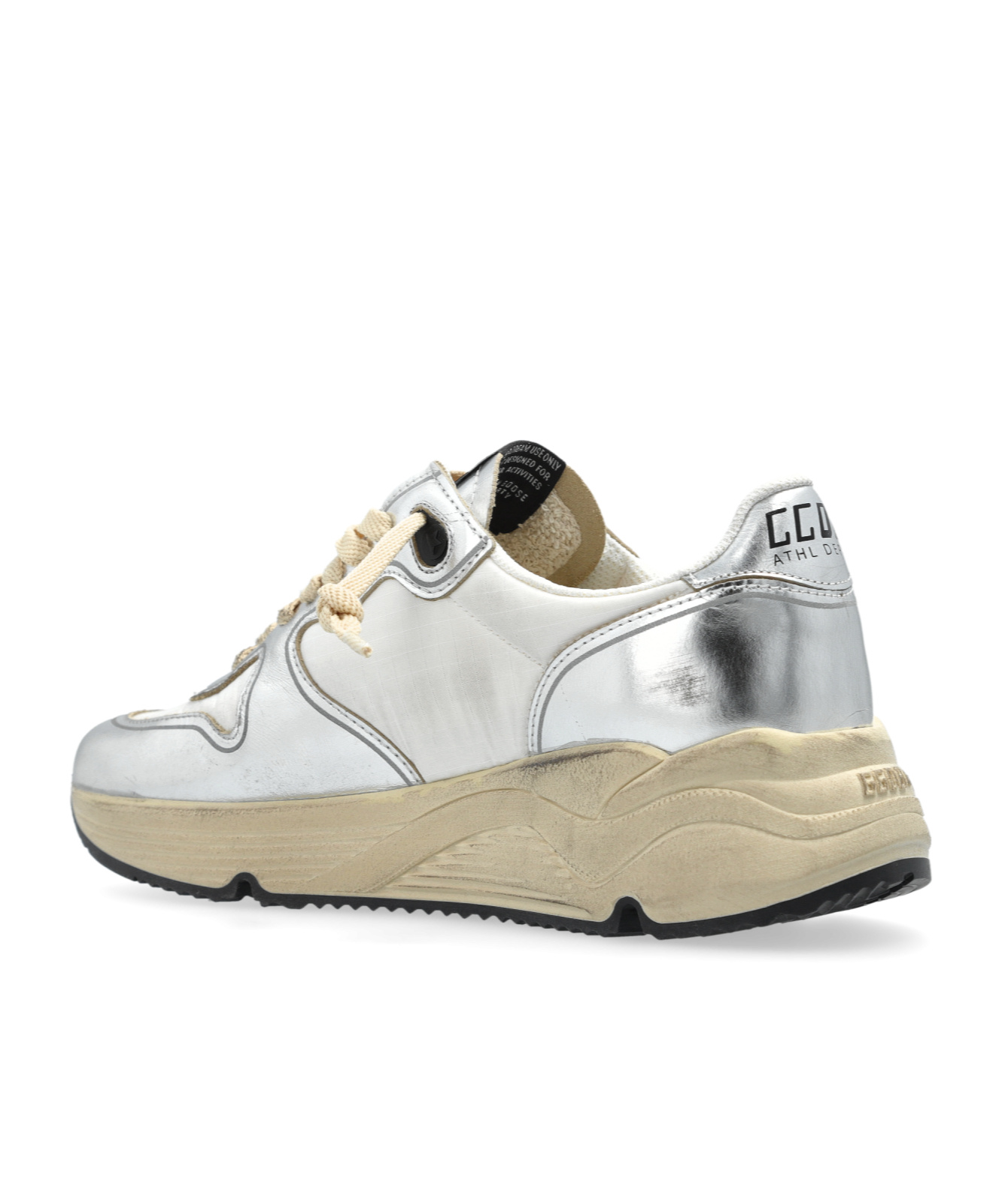 Golden Goose Metallic Leather Panelled Low Top Sneakers In White