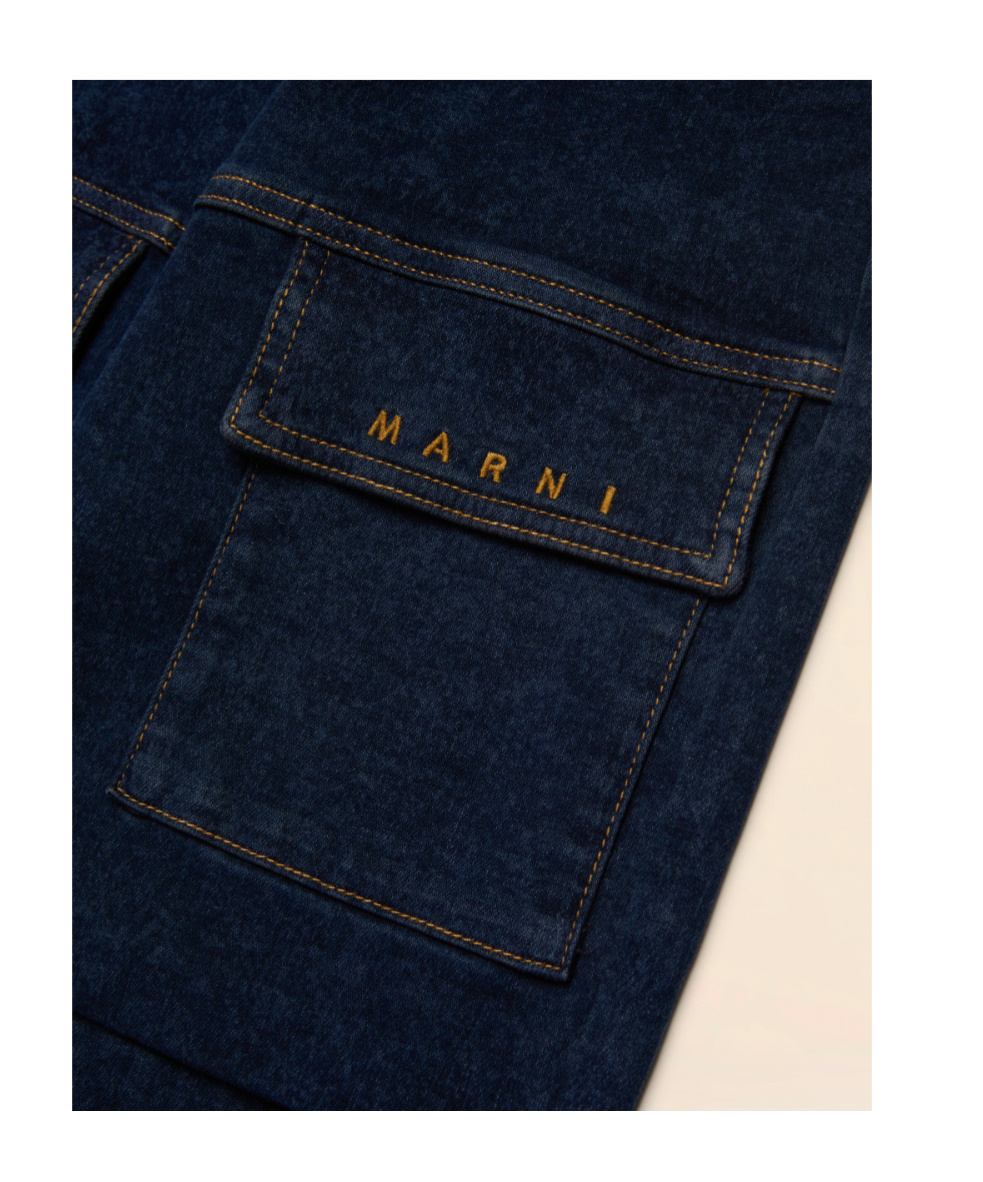 Marni Kids Logo Embroidered Cargo Jeans In Black