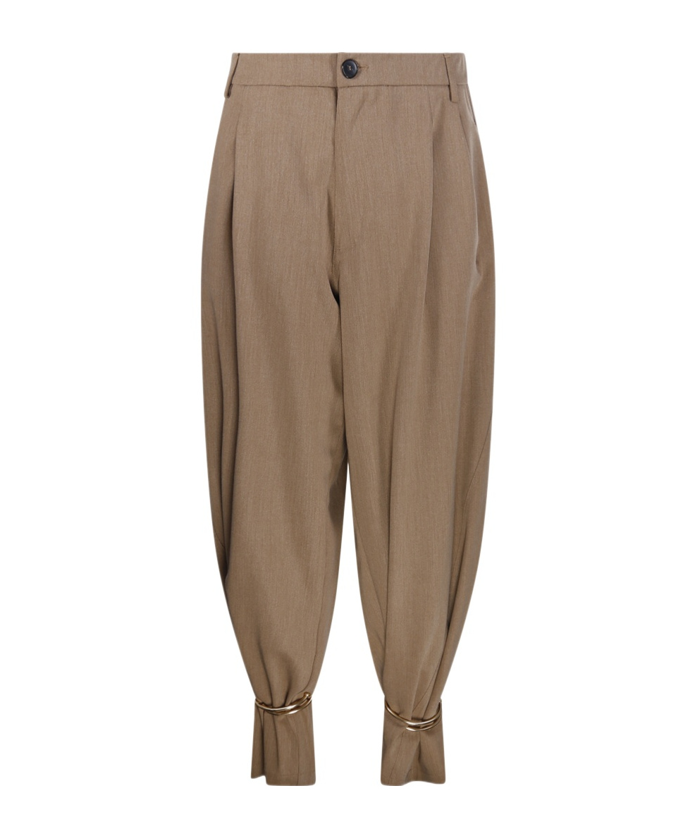 Darkpark Phebe Cuff Adorned Wide-leg Pant In Brown