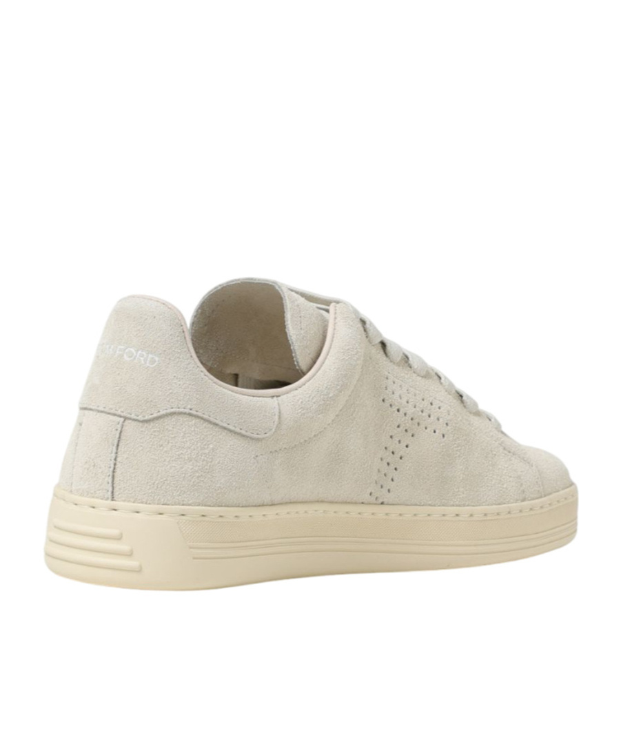 Tom Ford Leather Warwick Sneakers Rubber Sole Perforated Detailing In Nude