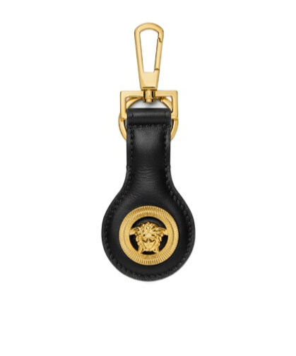 Shop Versace Medusa Plaque Keyring In Black
