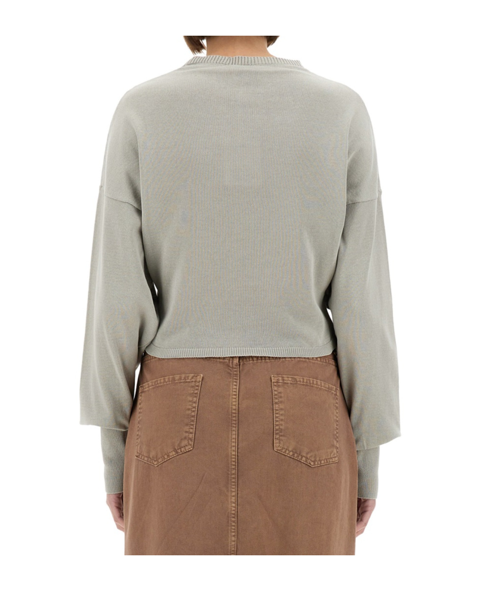 ALYSI ALYSI LONG SLEEVED CREWNECK CROPPED SWEATER