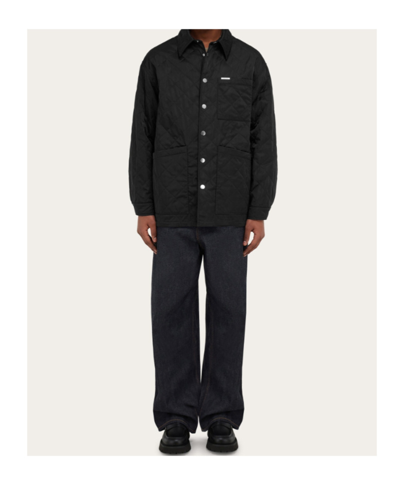 Ferragamo Quilted Overshirt In Black