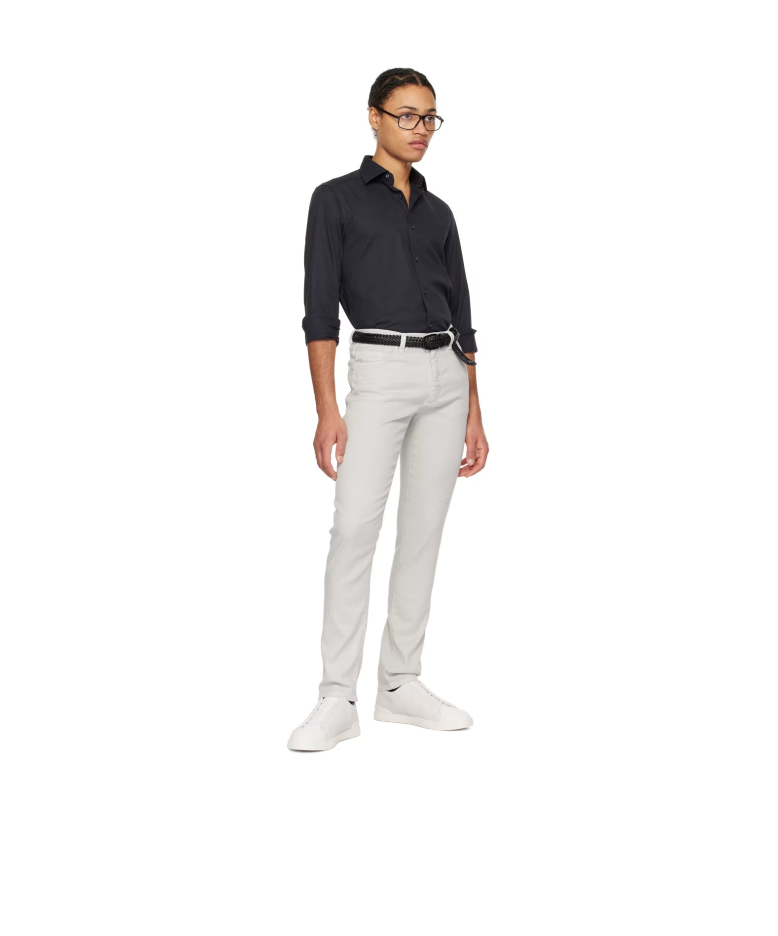 Zegna Triple Stitch Lace-up Casual Trainers In White
