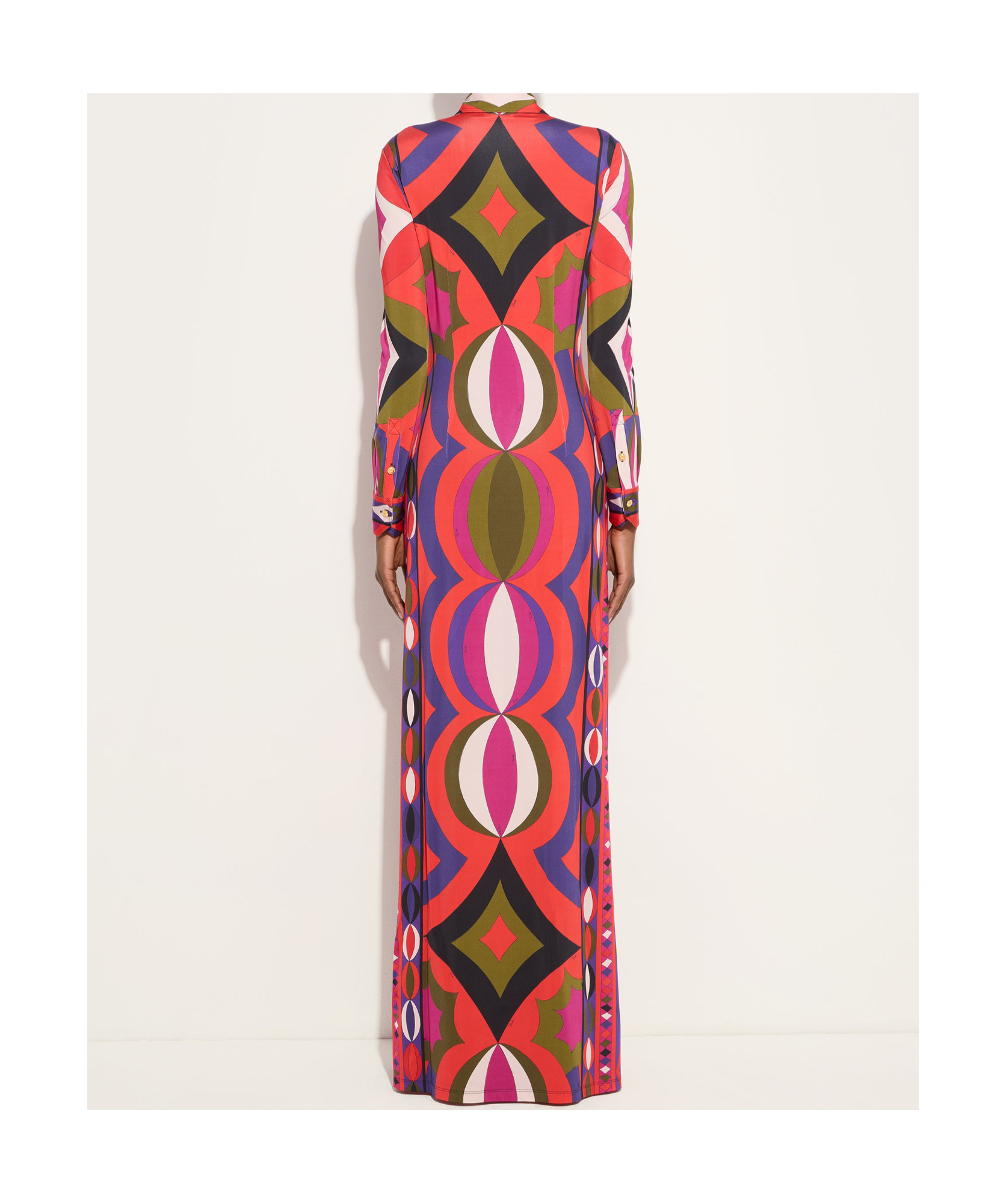 Pucci Collane Print Buttoned Maxi Dress In Red