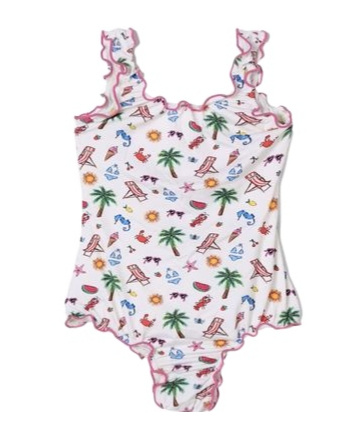 Mc2 Saint Barth Ruffle One-piece Swimwear In Multi