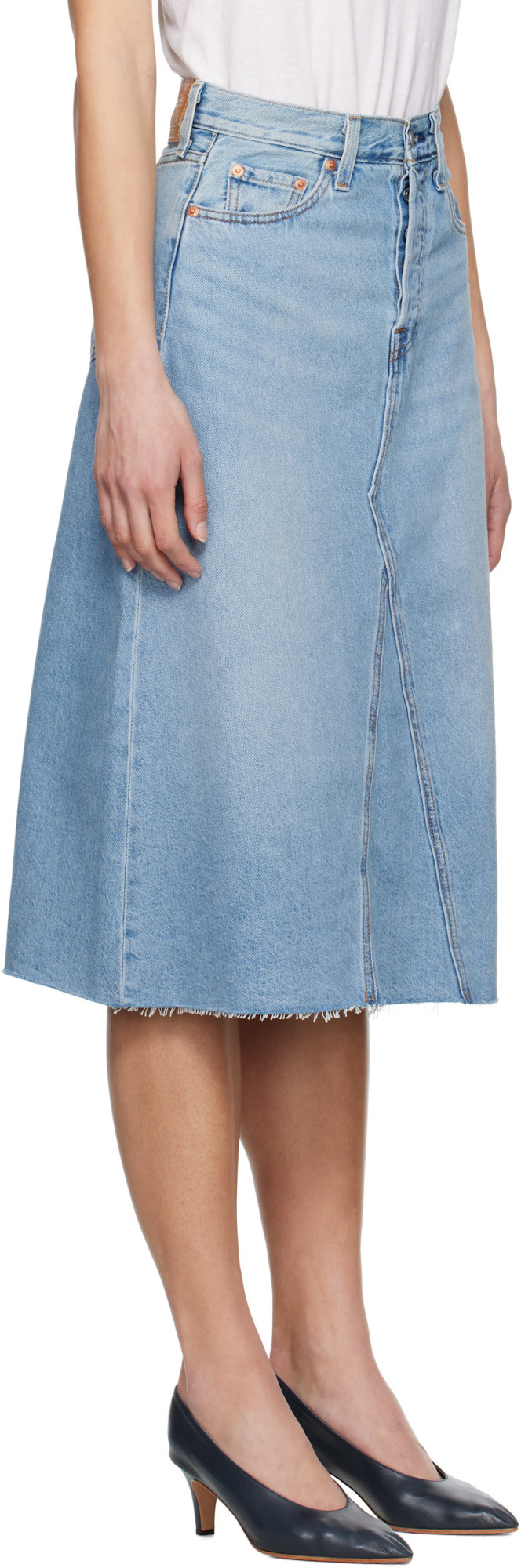 Levi's Denim Skirt With Belt Loops In Blue