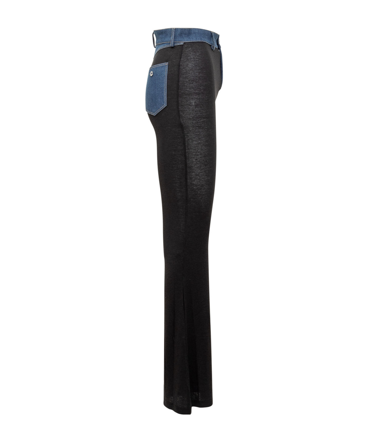 Coperni Denim-detailed Jersey Flared Pants In Black