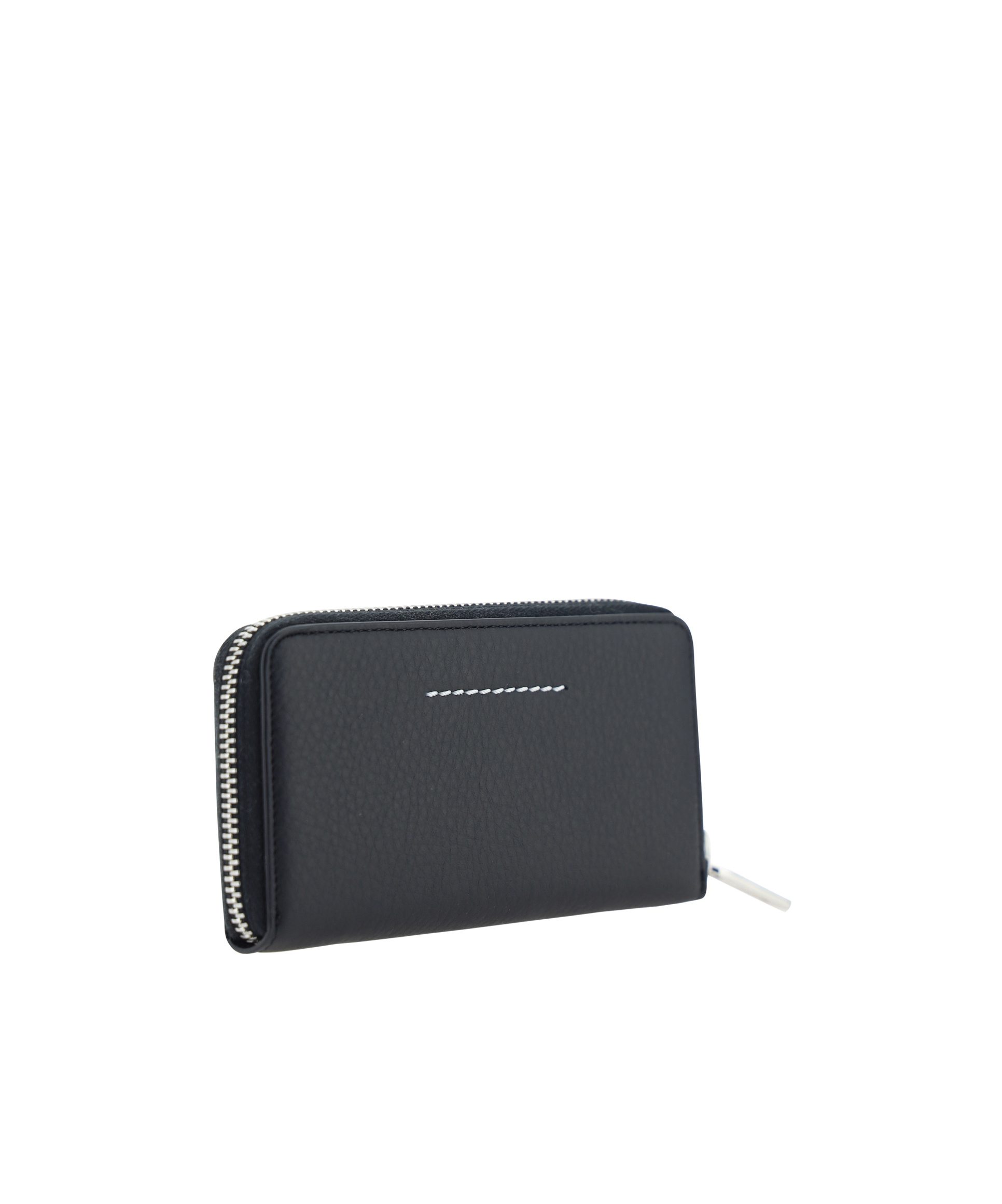 Mm6 Maison Margiela Logo Embossed Zip-around Wallet In Black