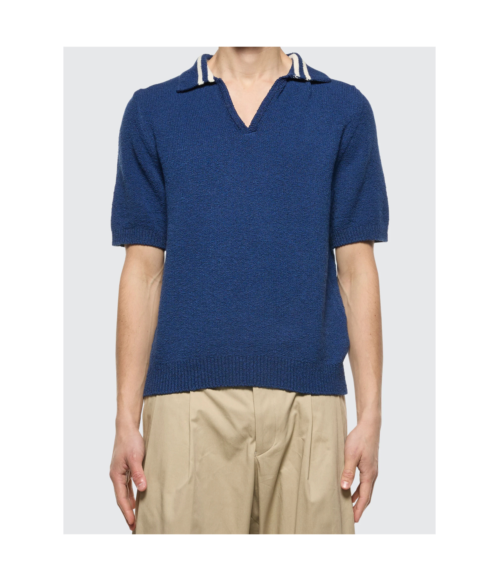 Shop Laneus Knitted Polo Shirt In Blue