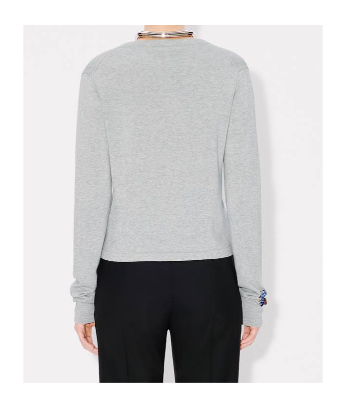 Kenzo Long-sleeved Embroidered Cardigan In Gray