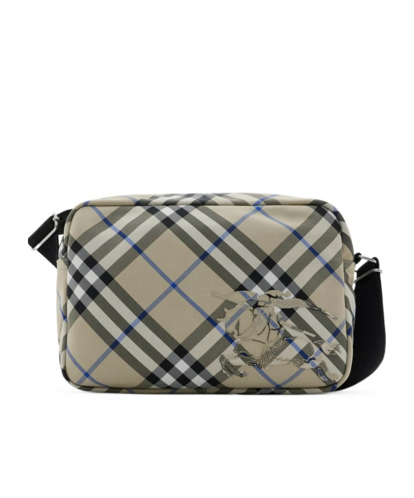 Burberry Check Messenger Bag In Nude