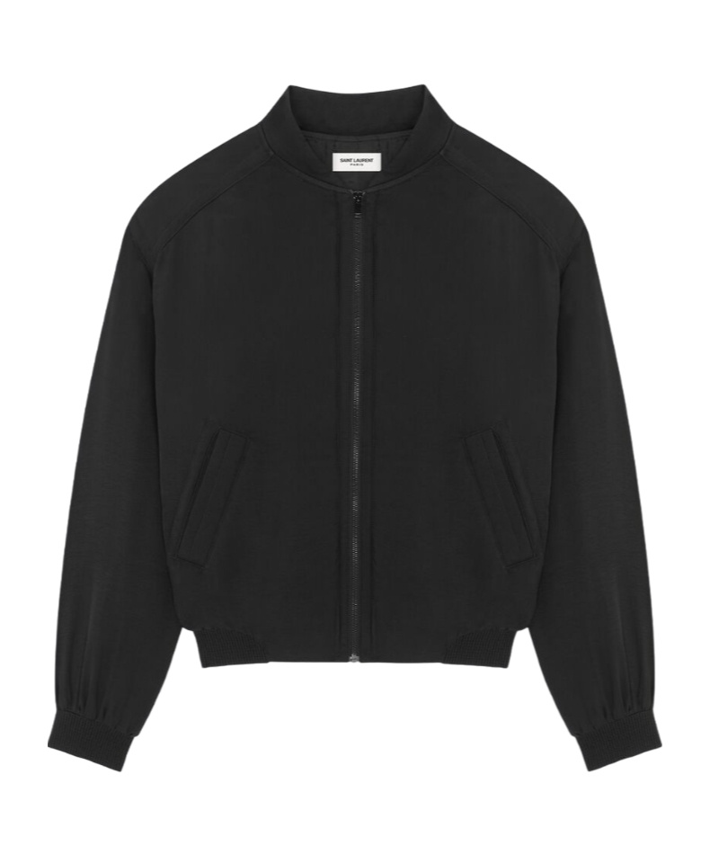 Saint Laurent Teddy Padded Bomber Jacket In Black