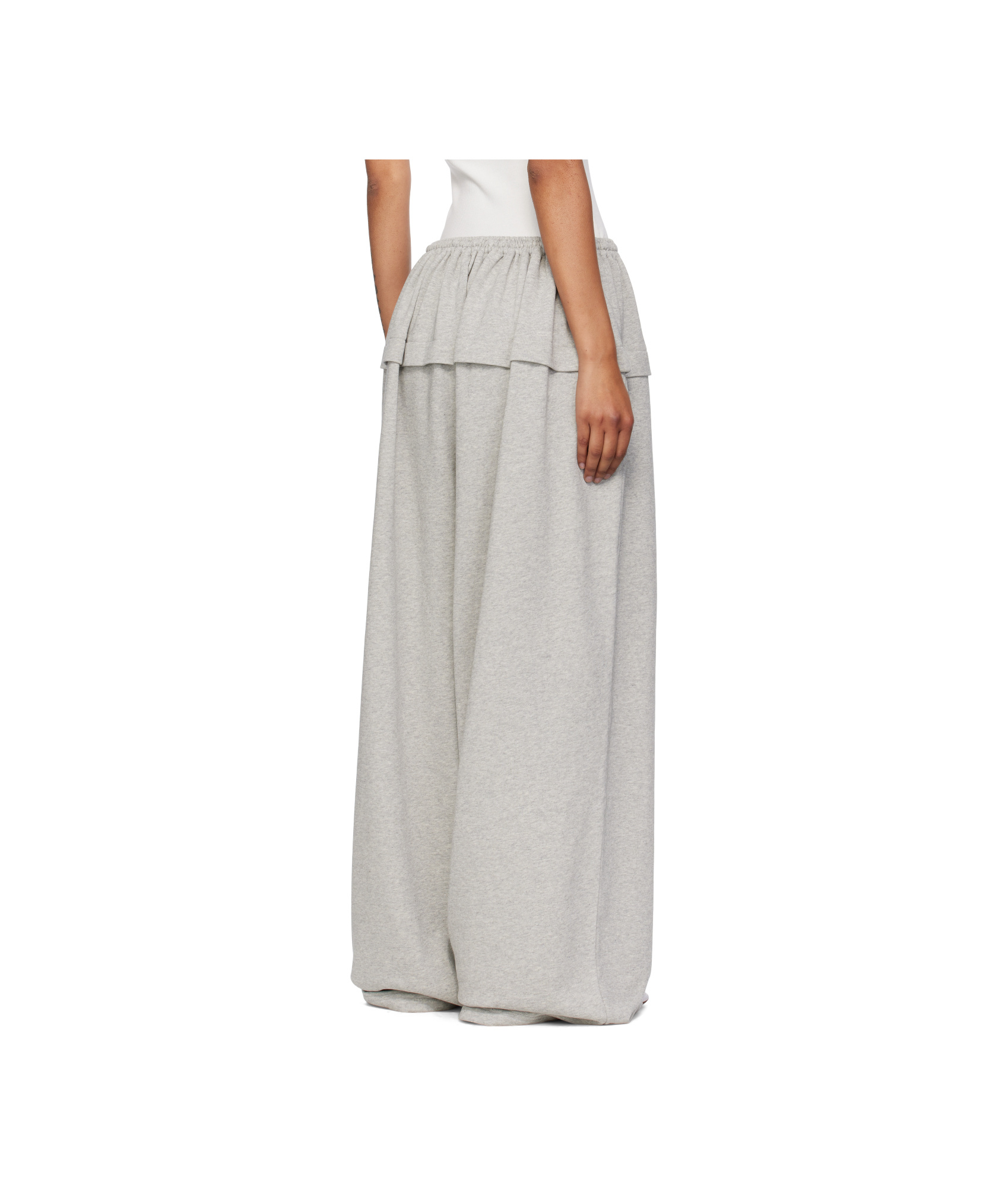 Alaïa Ruffled Cotton-blend Track Pants In Gray