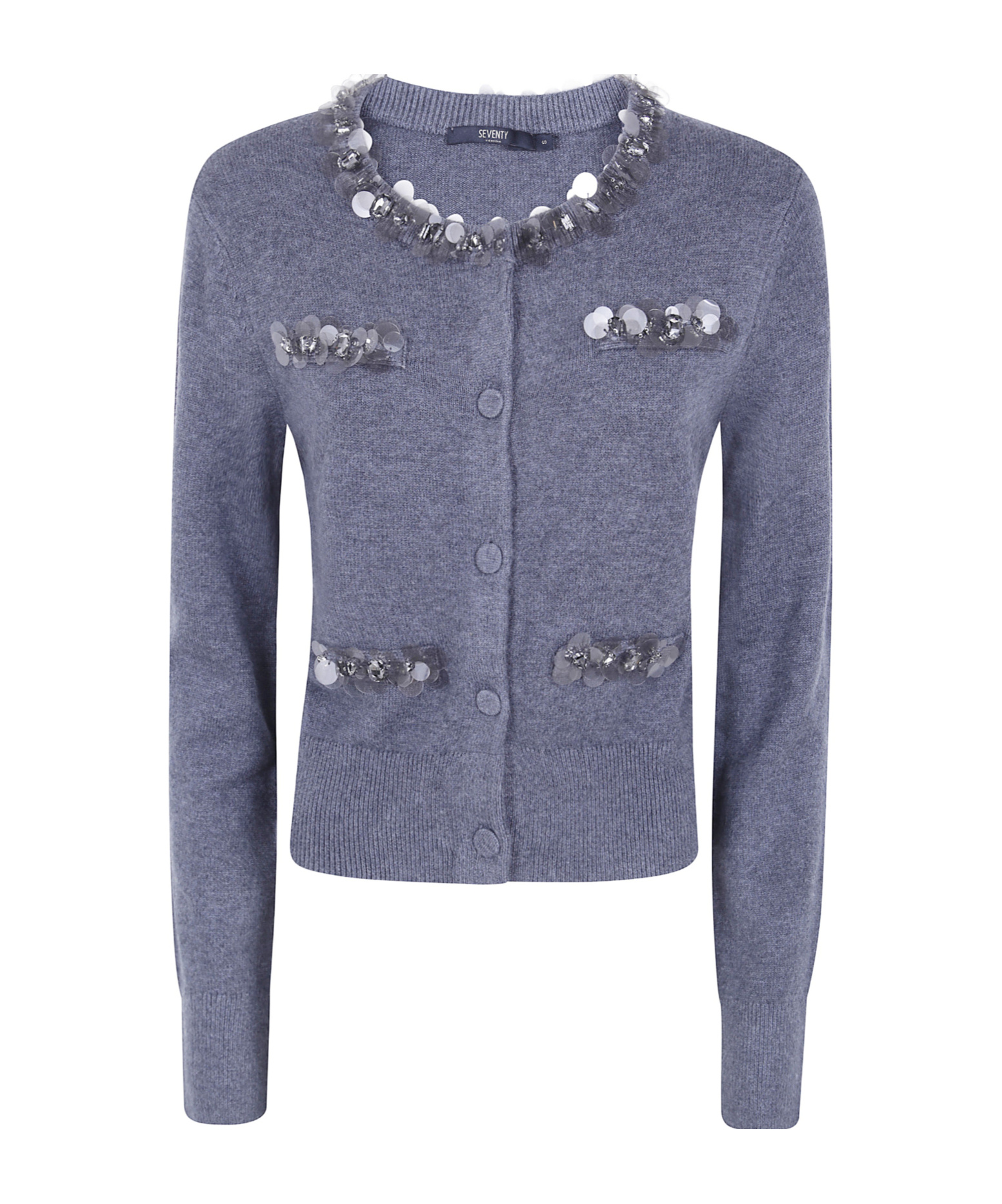 Seventy Sequin-embellished Knit Top In Grey