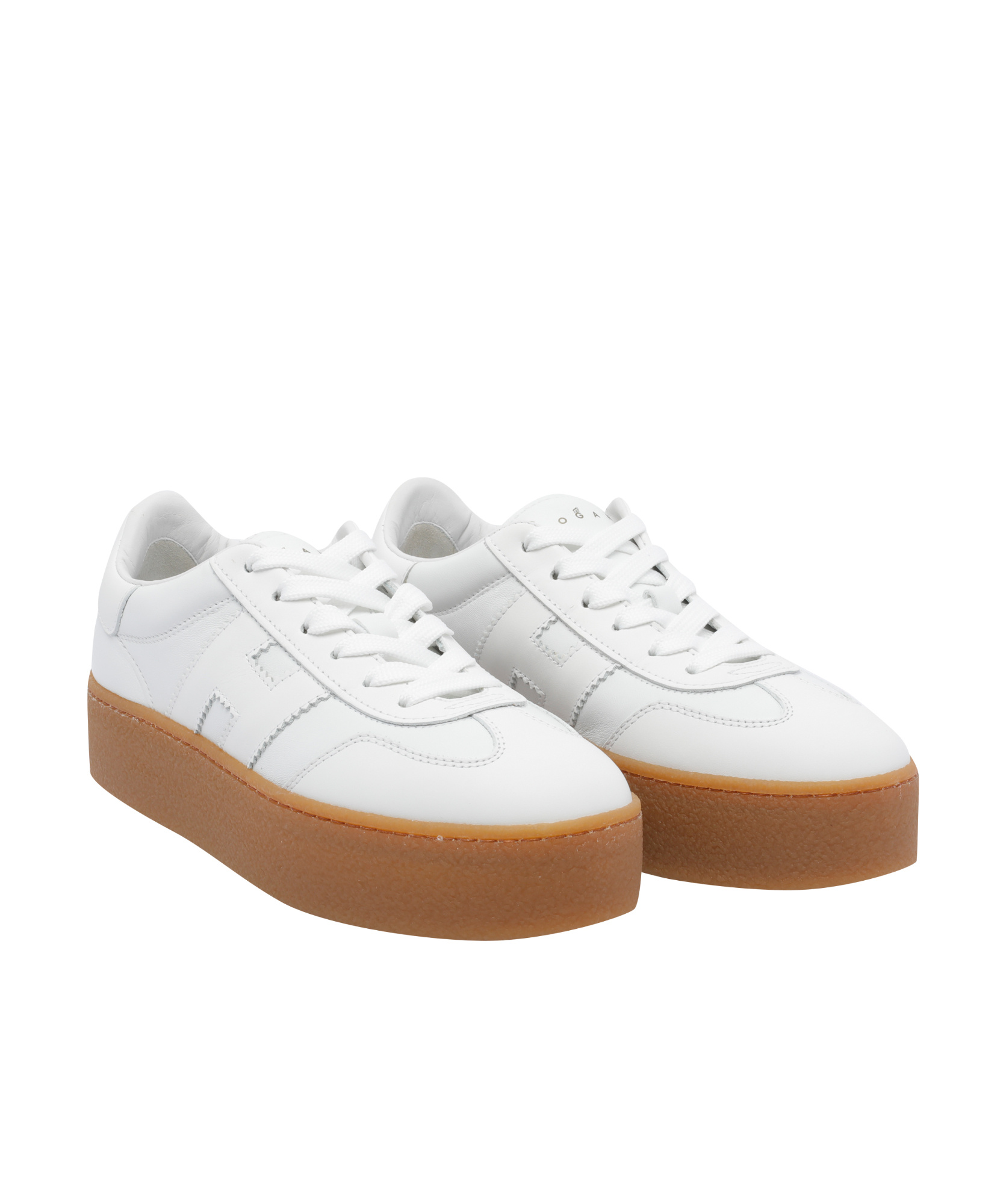 Hogan Low Top Leather Sneakers With Platform Sole In White