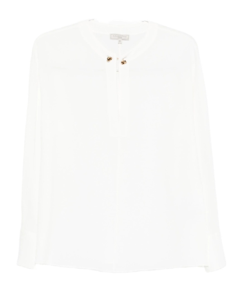 Antonelli Button-detailed Long-sleeve Tunic Top In White