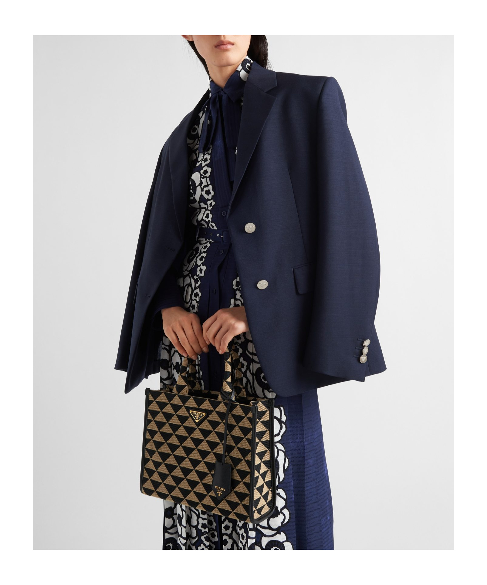 Prada Single Breasted Long-sleeved Blazer In Blue