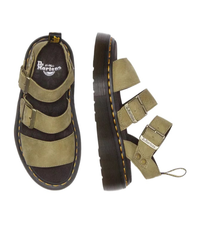 Dr. Martens' Khaki Gryphon Quad Sandals In Black
