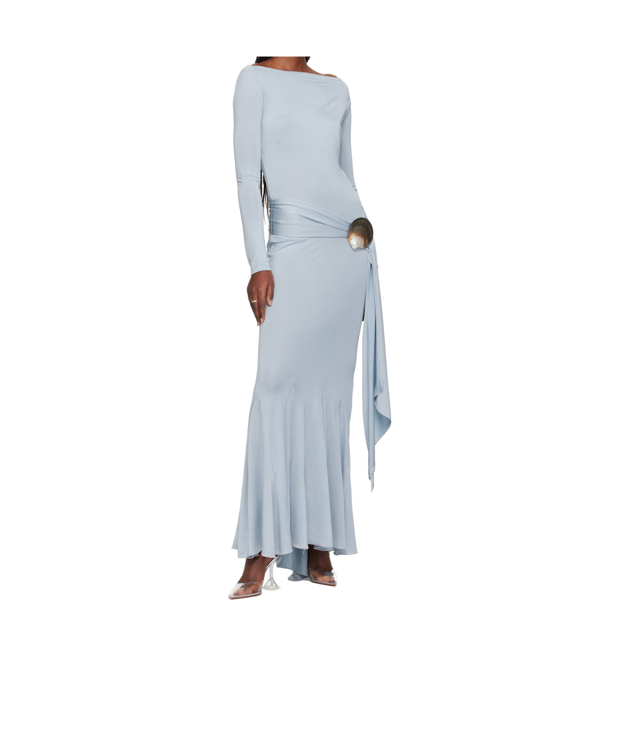Amina Muaddi Transparent Holli Glass Sling Heels In White