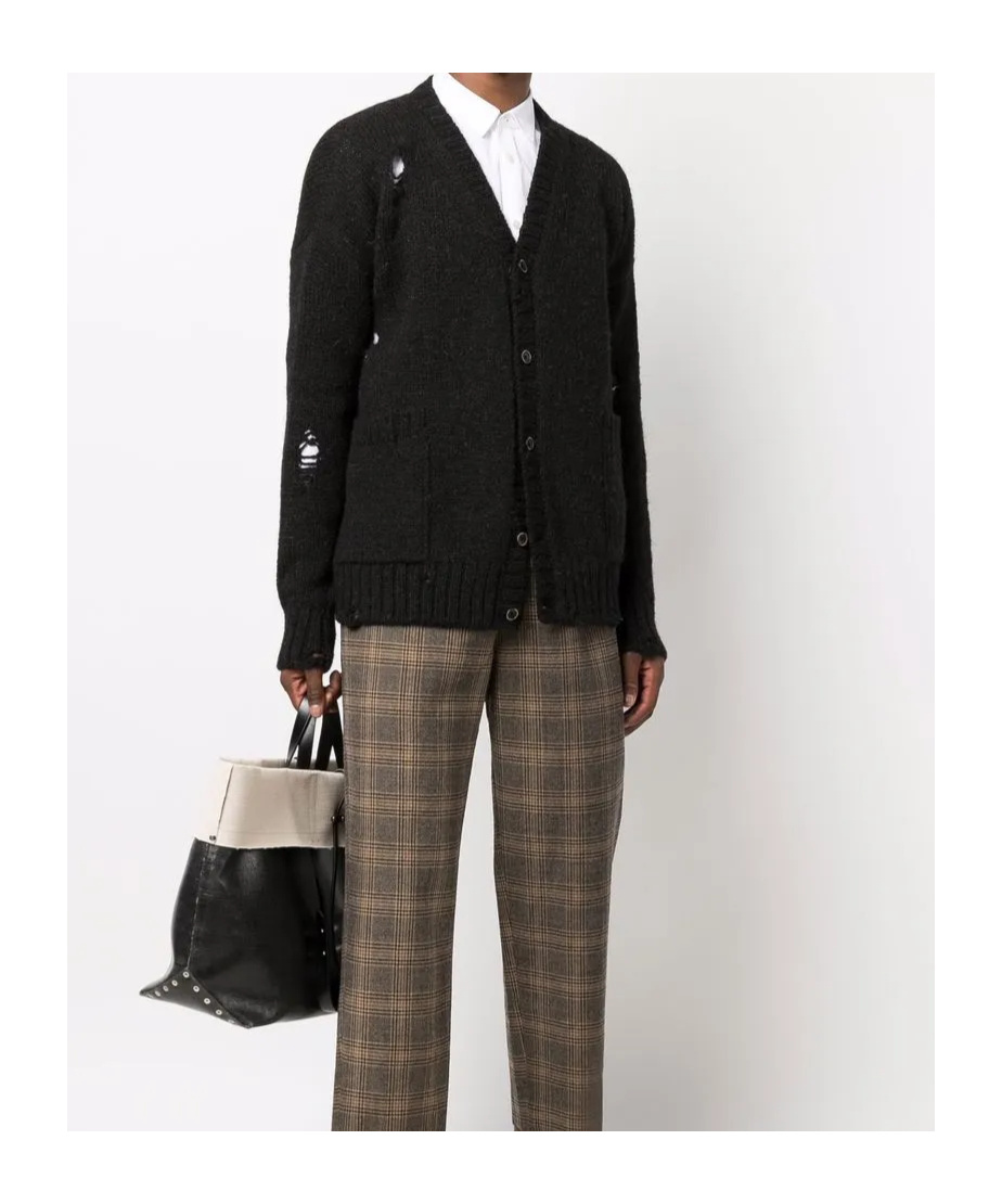 Uma Wang Long-sleeved Knitted Cardigan In Black
