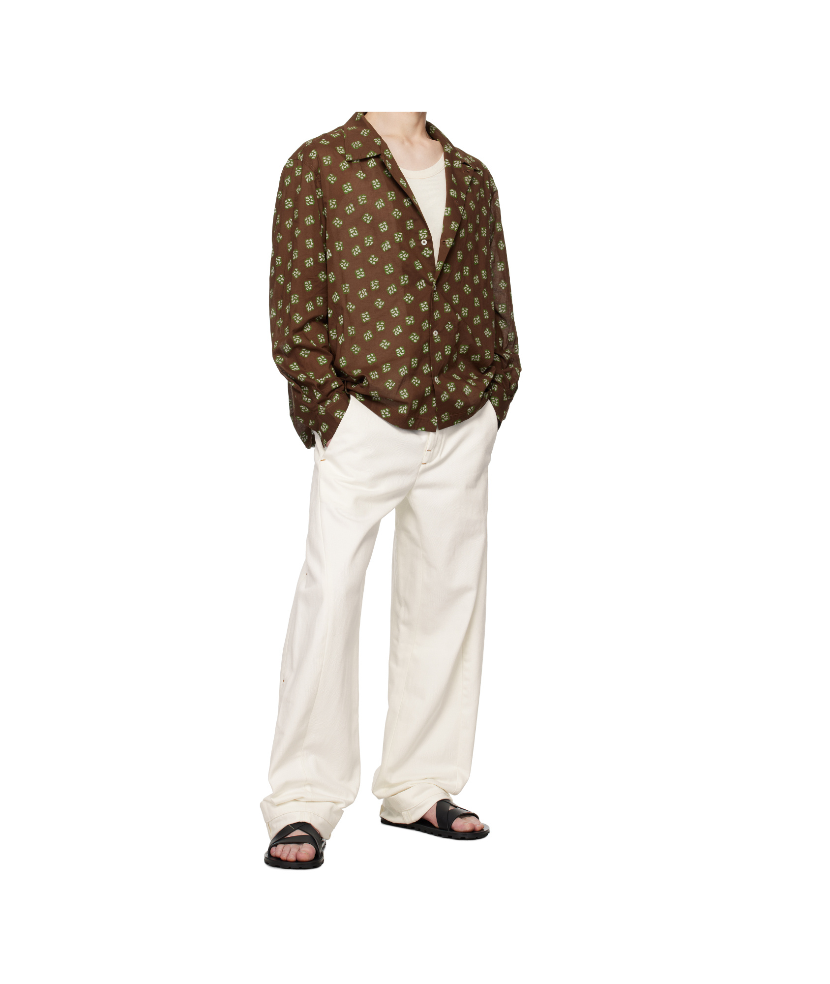 Bode Long Sleeve Shirt In Brown