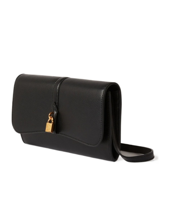 Stella Mccartney Ryder Padlock Flap Continental Wallet Bag In Black