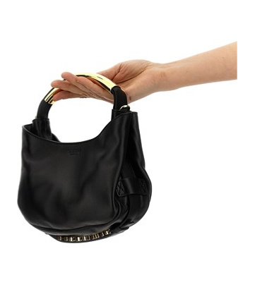 Moschino Logo Detailed Top Handle Bag In Black