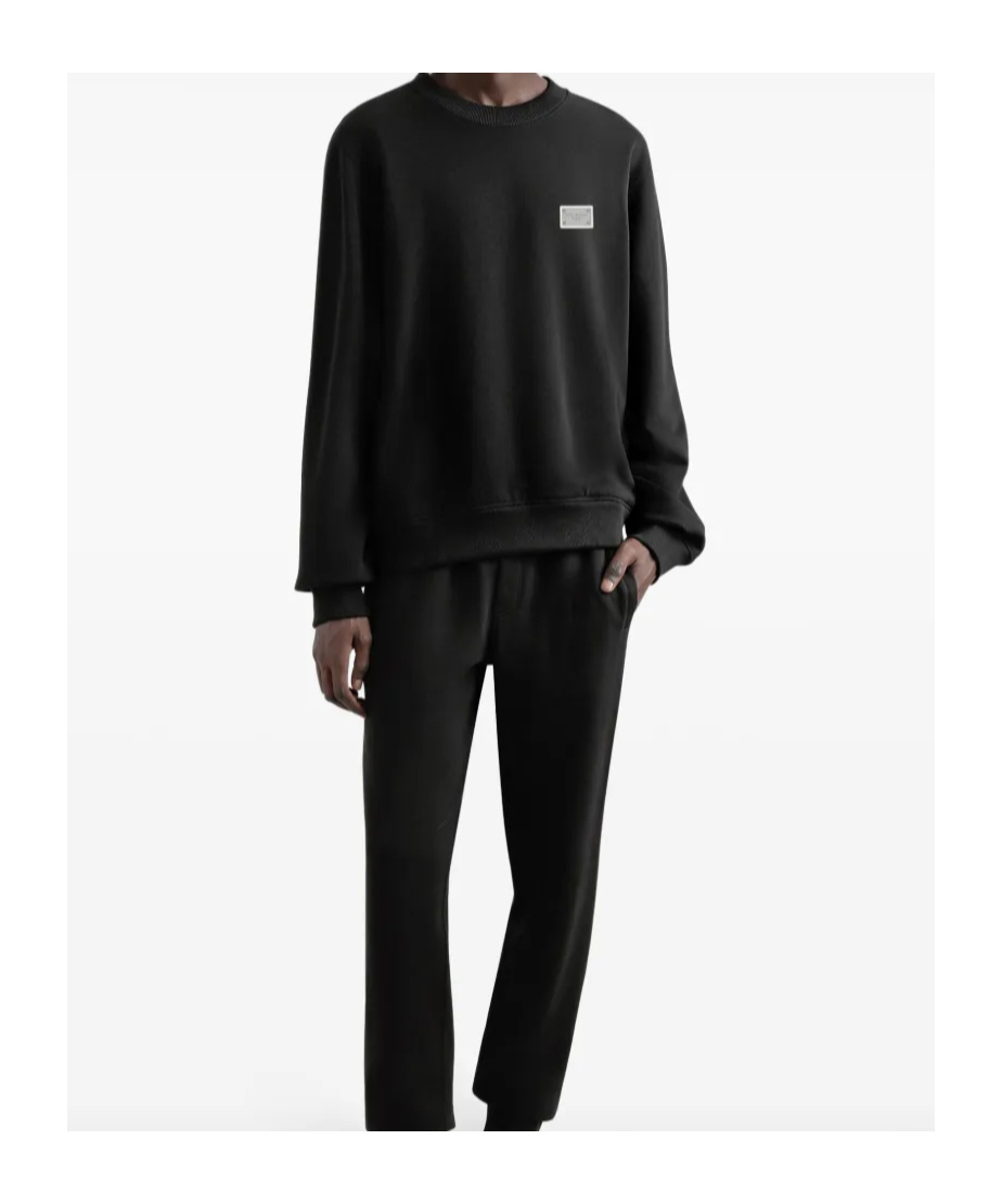 Dolce & Gabbana Jersey Sweatshirt With Branded Tag In Black