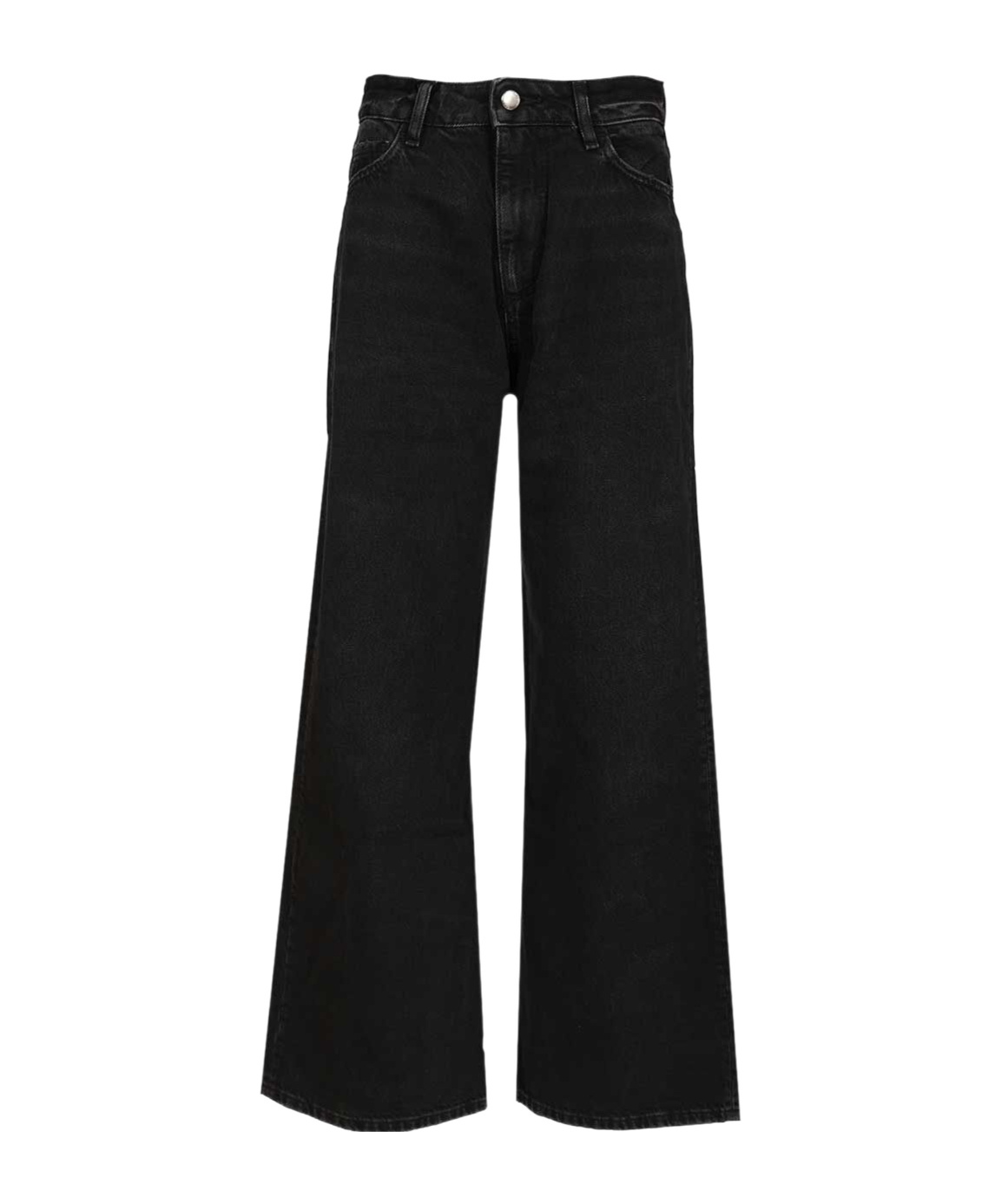 Icon Denim Debby Black Jeans With Wide Leg And Logo Patch On The Rear In Denim Woman In Black