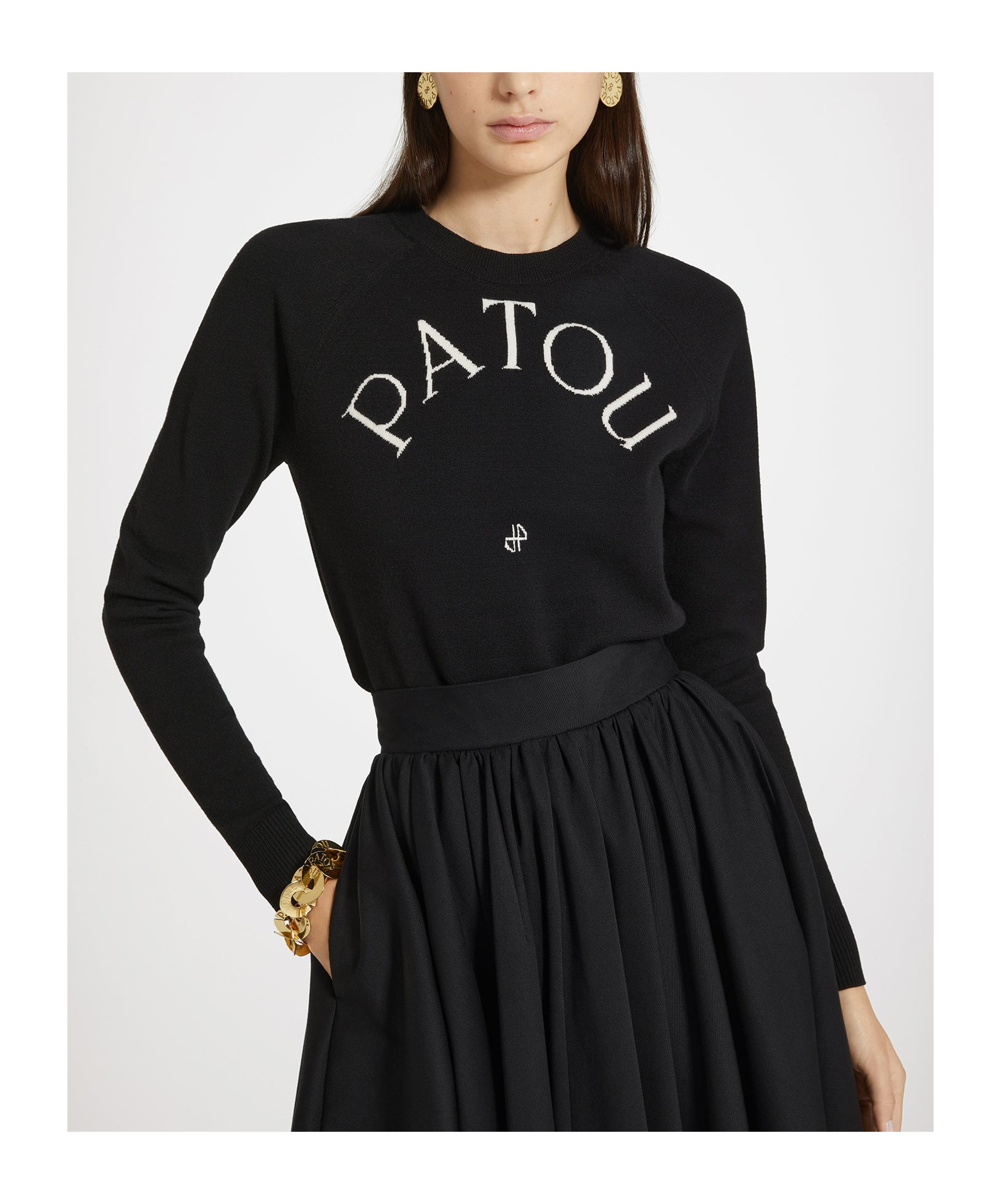 Patou Wool Sweater With Logo In Black