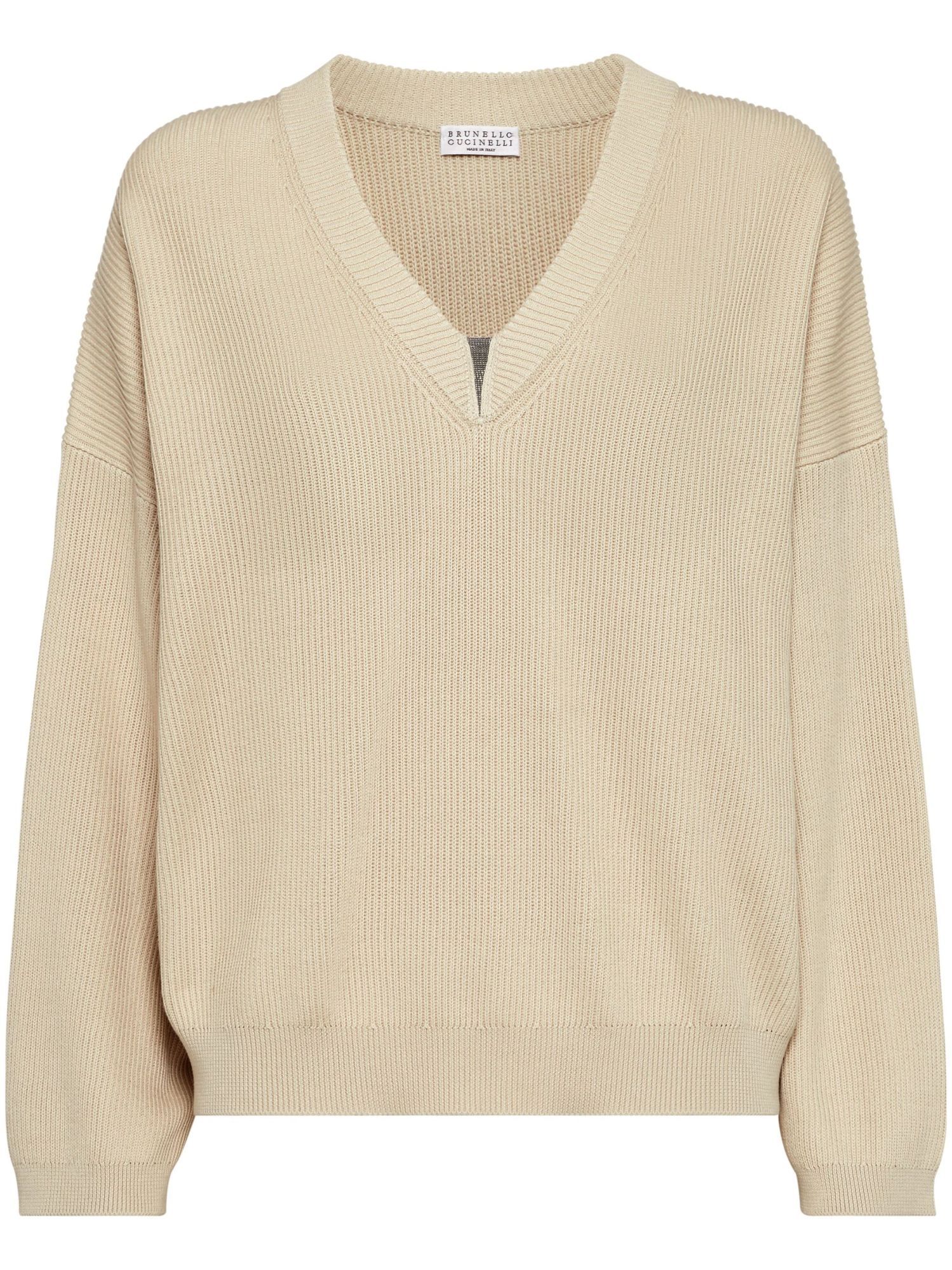 Brunello Cucinelli Monili-embellished Sweater In Nude