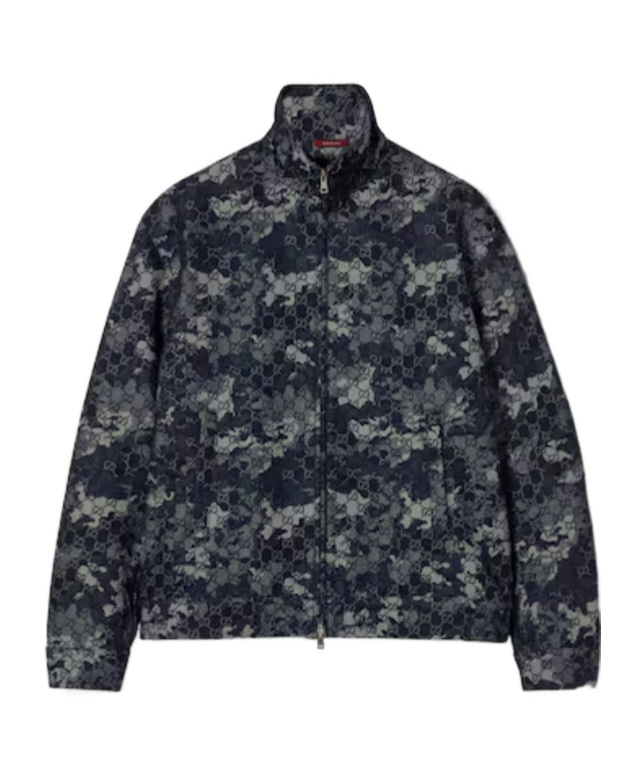 Gucci Gg Jacquard Denim Jacket In Black