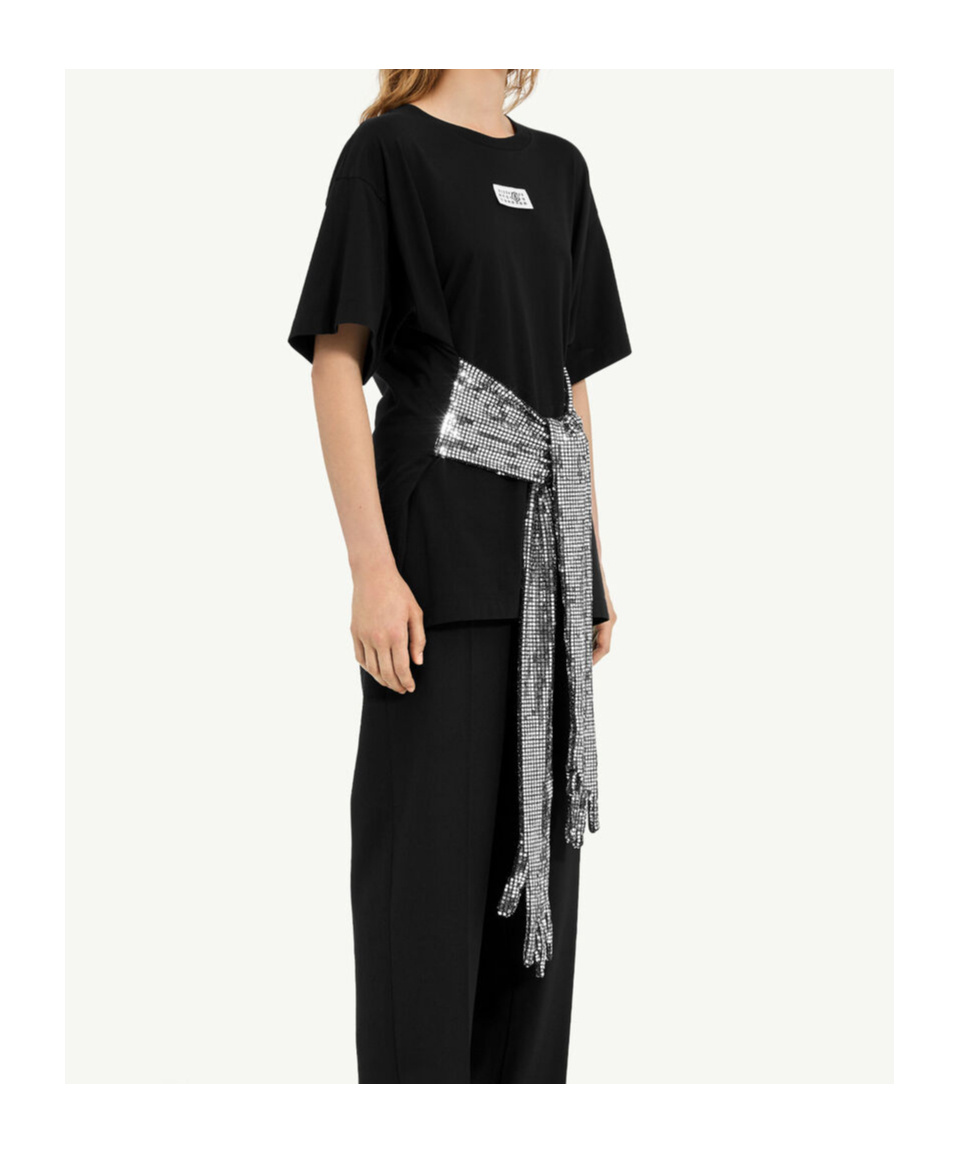 Mm6 Maison Margiela Roundneck Label T-shirt In Black