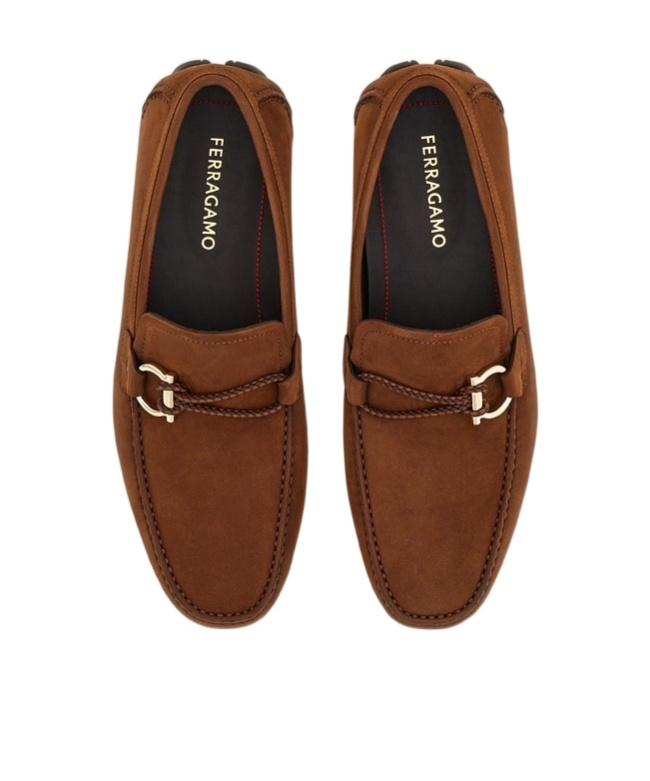Shop Ferragamo Gancini Decorative Loafers In Brown