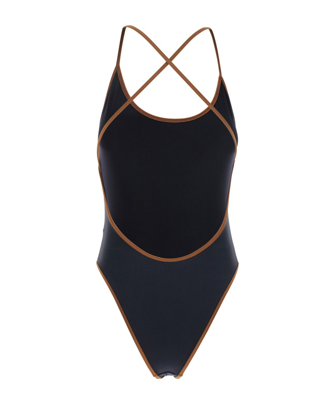 Philosophy Di Lorenzo Serafini Black Costume With Crossed Straps And Lettering Logo In Tech Fabric Woman In Black