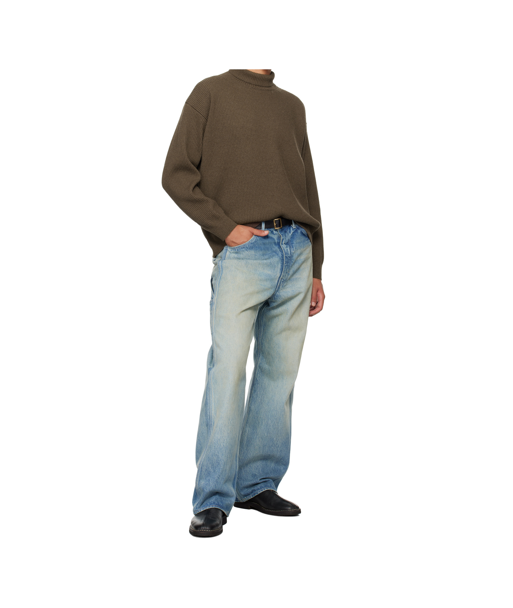 Auralee Denim Trousers With Belt Loops In Multicolor