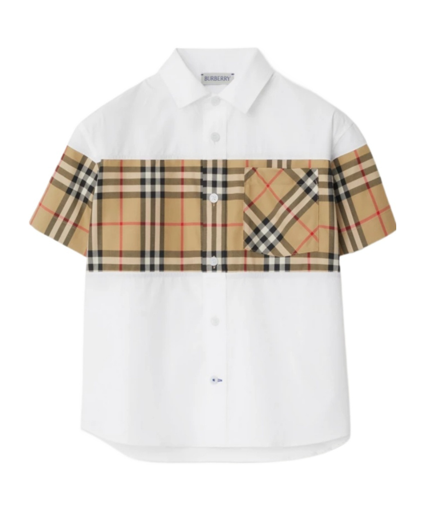 Burberry Kids' Vintage Check Cotton Shirt In White